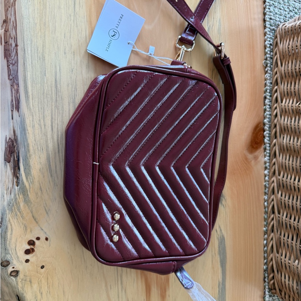 Burgundy Chevron Crossbody Bag